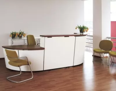 Tera Reception Desk Range - White/Walnut Tops